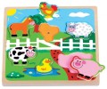 Drewniana układanka dźwiękowa puzzle muzyczne Farma Lelin