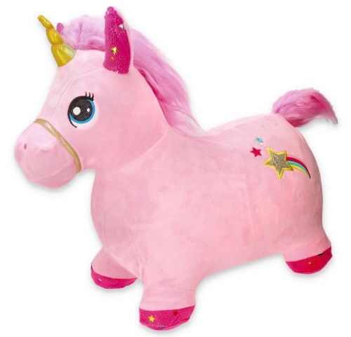 Różowy jednorożec do skakania z pokrowcem i pompką