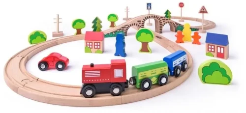 Kolejka drewniana ósemka z mostem Woody