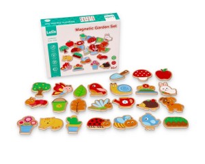 Drewniane magnesy zwierzęta ogród 24 szt. 