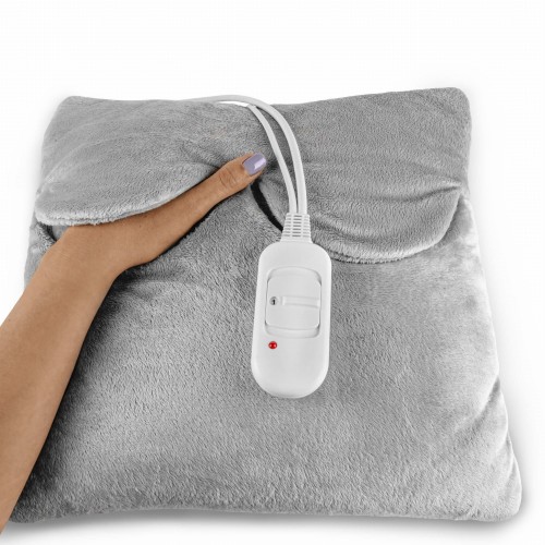 Poduszka elektryczna z kieszonkami rozgrzewająca szara