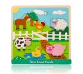 Drewniana układanka dźwiękowa puzzle muzyczne Farma Lelin