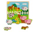 Drewniana układanka dźwiękowa puzzle muzyczne Farma Lelin