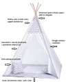 Duży namiot tipi biało-szary z poduszkami
