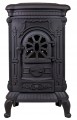 Piec wolnostojący kominek INGRID żeliwo czarny zdobiony + akcesoria