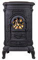 Piec wolnostojący kominek INGRID żeliwo czarny zdobiony + akcesoria