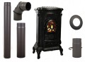 Piec wolnostojący kominek INGRID żeliwo czarny zdobiony + akcesoria