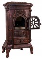 PIec wolnostojący kominek AMBRA żeliwo zdobiony miedziany + akcesoria