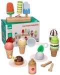 Drewniany zestaw do serwowania lodów 27 el. – kreatywna zabawa dla dzieci
