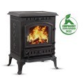 Piec kominek żeliwny na drewno ATENA zdobiony czarny + akcesoria