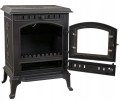 Piec kominek żeliwny na drewno ATENA zdobiony czarny + akcesoria