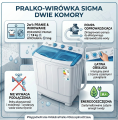 Pralko wirówka z pompą pranie 7,8 kg wirowanie 5 kg infografika