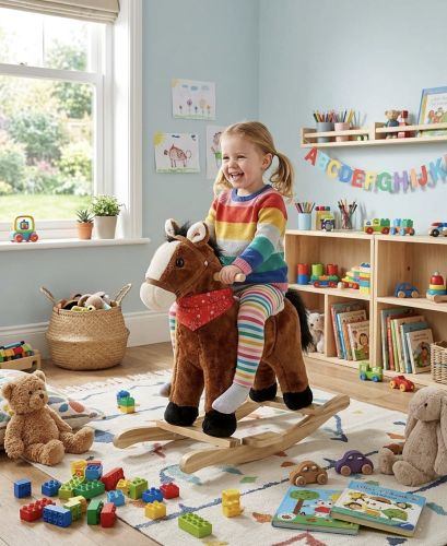 Brązowy konik na biegunach dla dzieci 3+.png