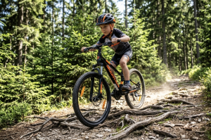 Rower Górski MTB 24 Cale Aluminiowa Rama 11" Shimano (Wzrost 130-145 cm) Czarno-Pomarańczowy