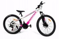 Rower Górski MTB 26 cali Rama 13 cali Hamulce Tarczowe Amortyzator Biało-Różowy (140-155 cm)