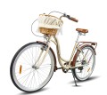 Rower Damski Miejski Catherina  26/28 cali 7 Biegów Shimano Kosz  Wiklinowy kremowy