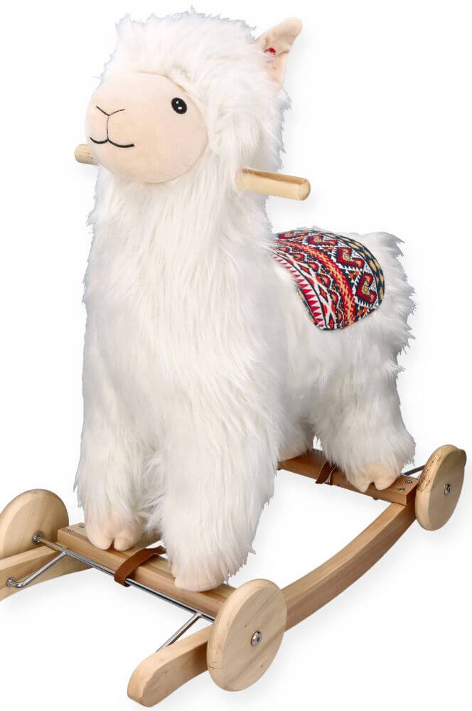Alpaka na biegunach z kołami Interaktywna zabawka bujana z melodyjką