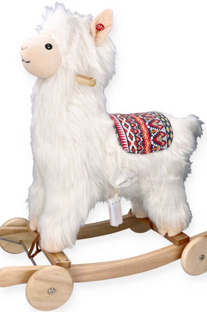 Alpaka na biegunach z kołami Interaktywna zabawka bujana z melodyjką