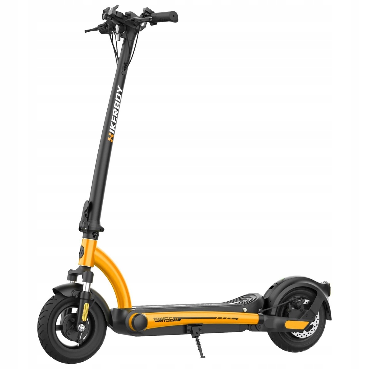 Hikerboy Foxtrot Plus to hulajnoga elektryczna z silnikiem 500W, zasięgiem do 40 km oraz podwójną amortyzacją przód i tył. Wyposażona w 10-calowe koła, aplikację Bluetooth, wyjmowaną baterię 10,4 Ah oraz składany system, zapewnia komfortową i bezpieczną jazdę po mieście.