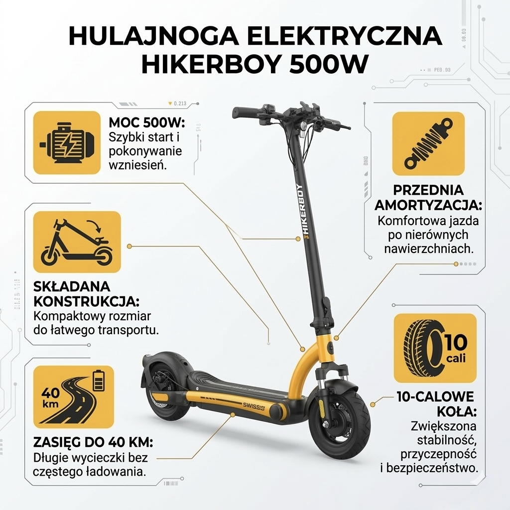 Hulajnoga elektryczna 500W Hikerboy zasięg 40 km