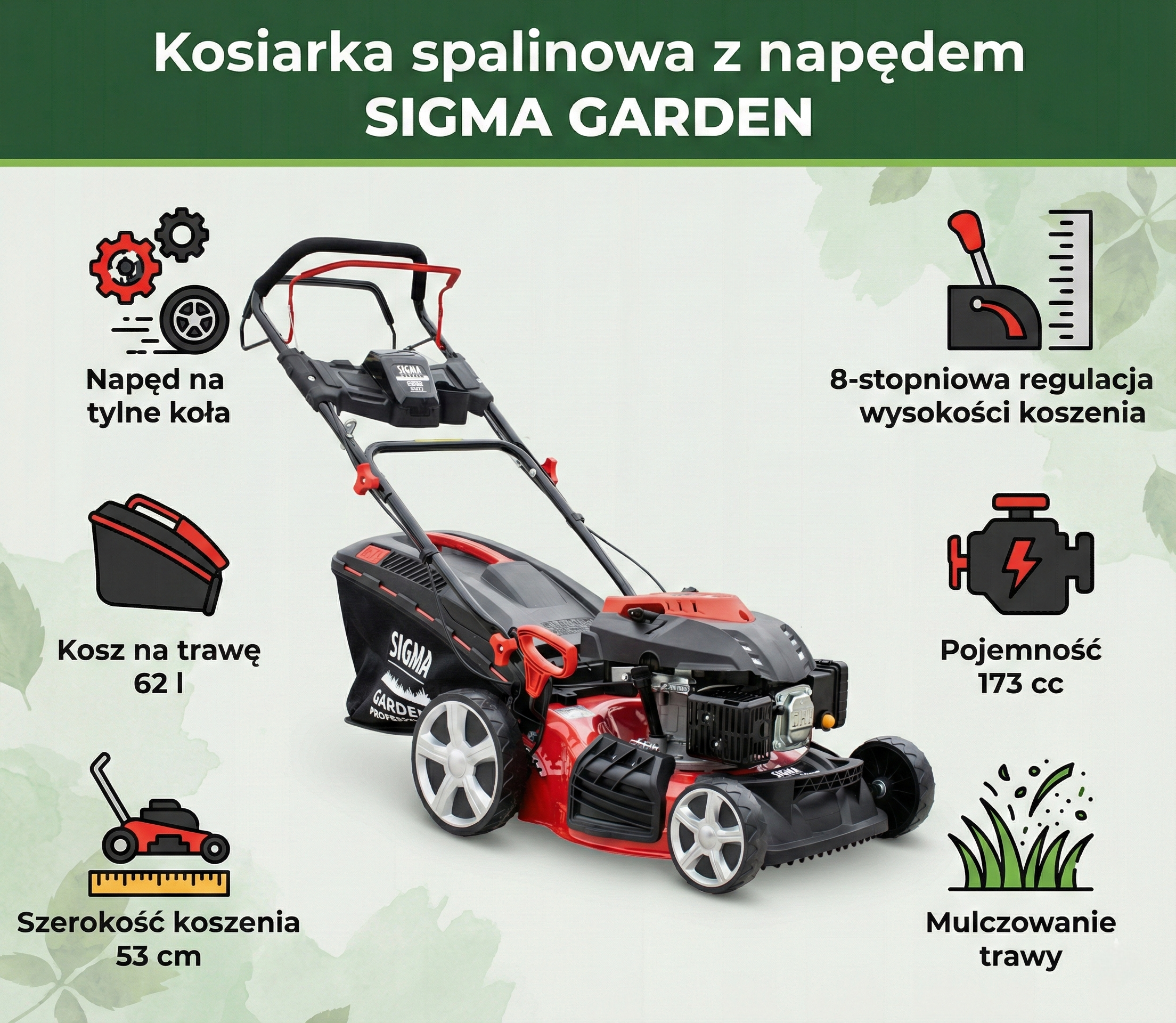 Kosiarka spalinowa z napędem 53 cm SIGMA GARDEN