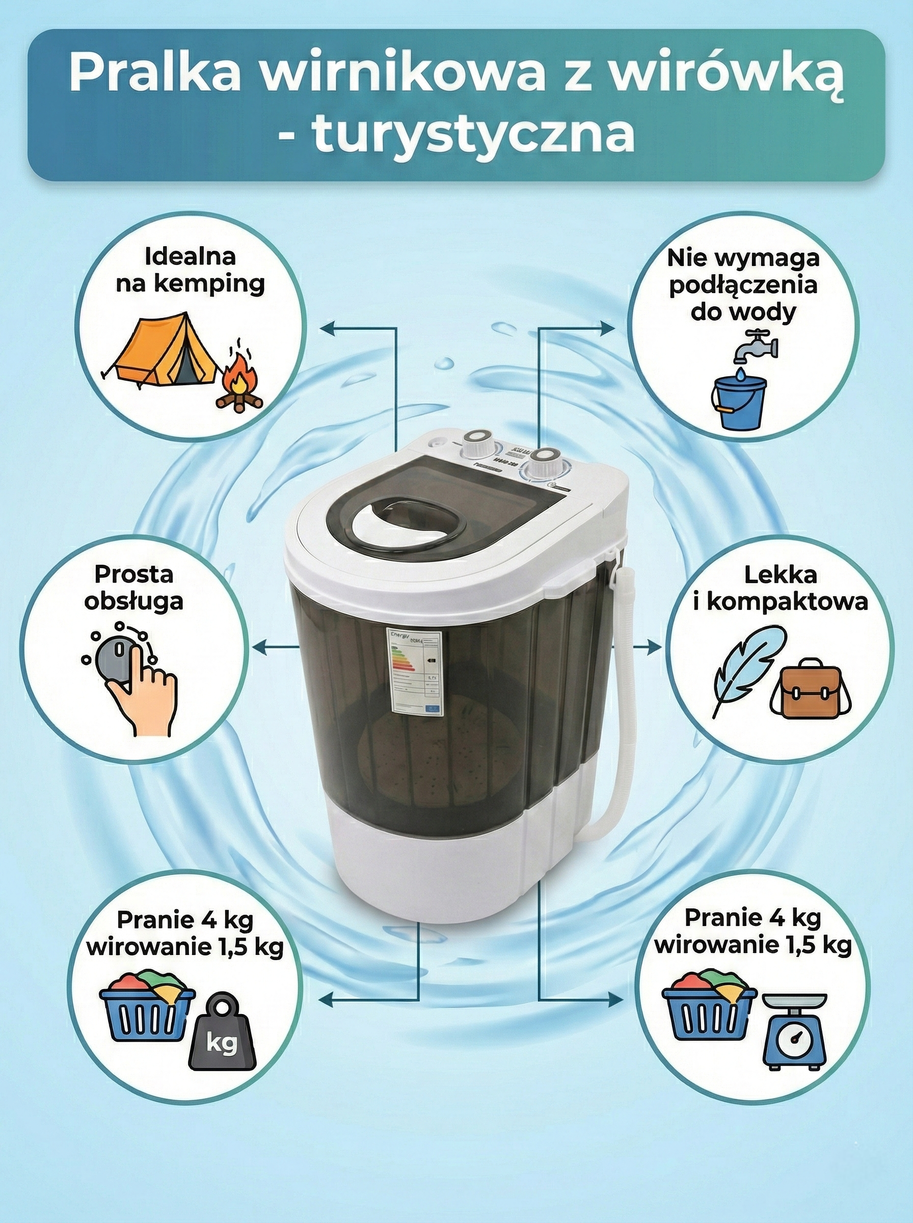 Pralka wirnikowa z wirówką SIGMA turystyczna