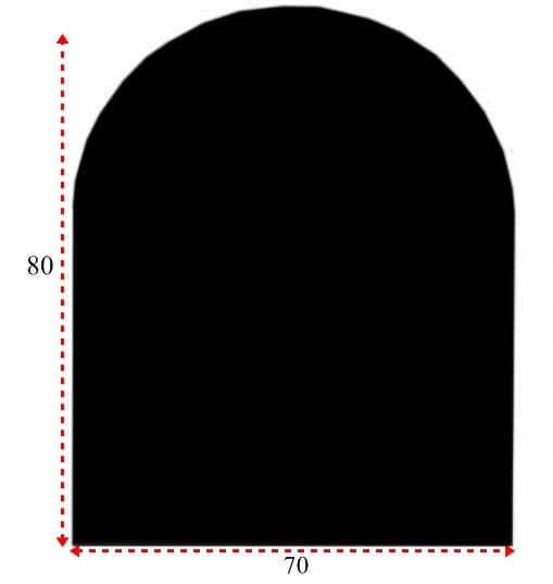 Szyba pod kominek szkło hartowane 80x70 łuk czarne