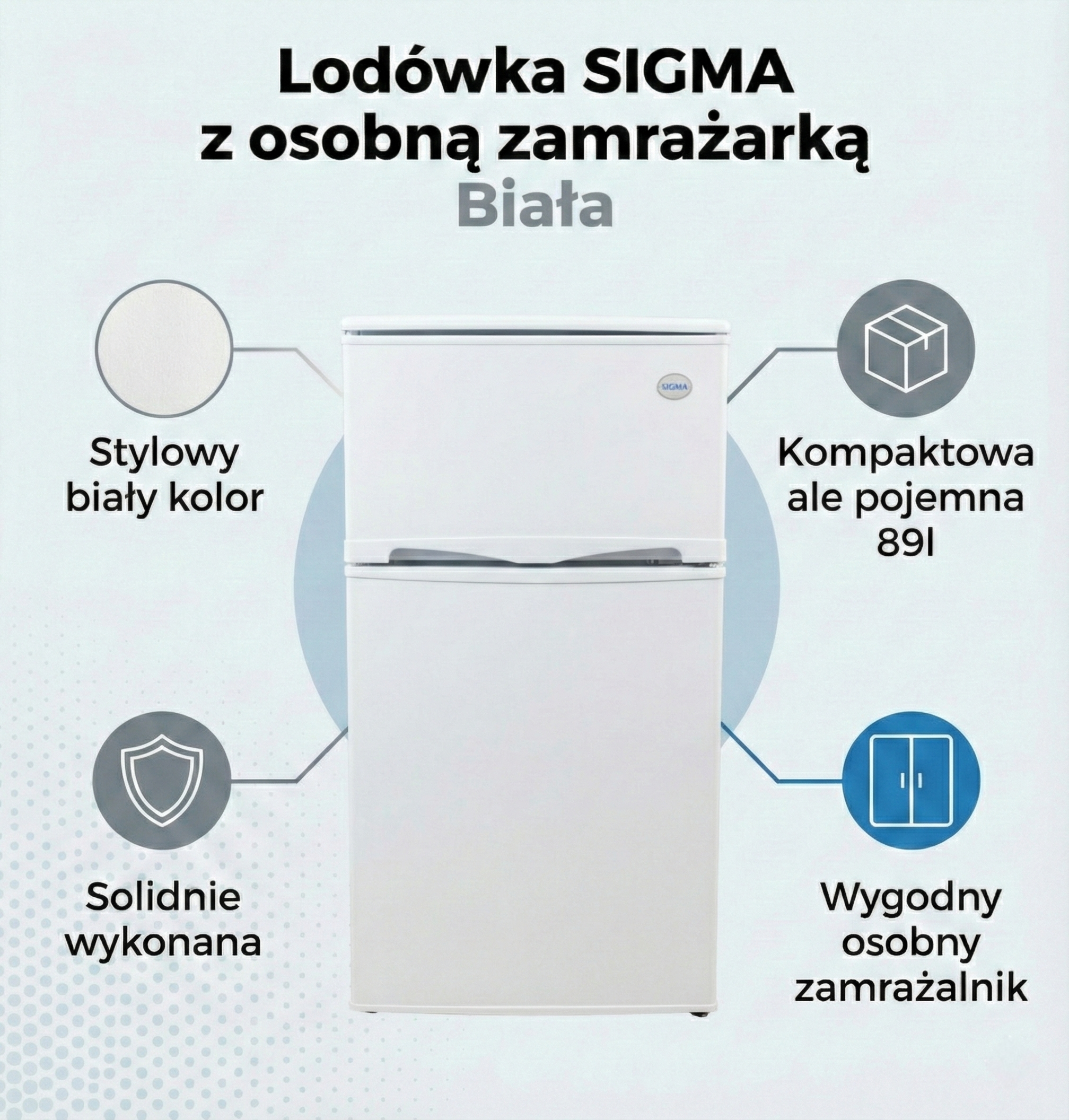 Lodówka SIGMA 89l dwudrzwiowa biała