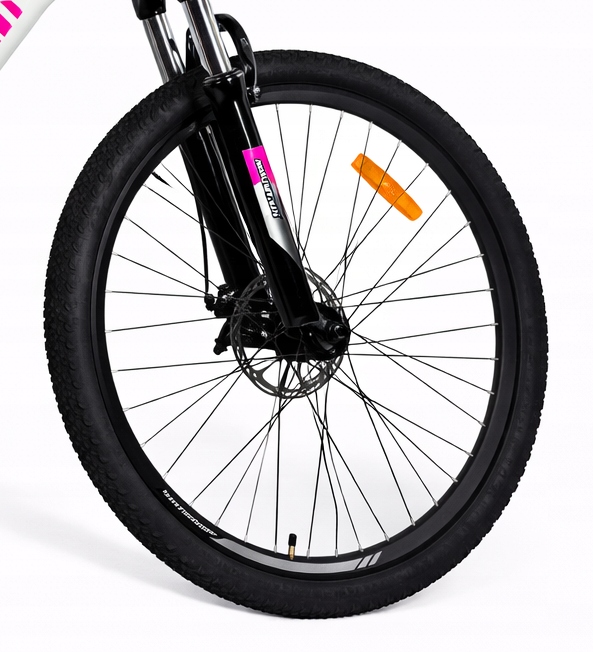 Rower Górski MTB 26 cali Rama 13 cali Hamulce Tarczowe Amortyzator Biało-Różowy (140-155 cm)