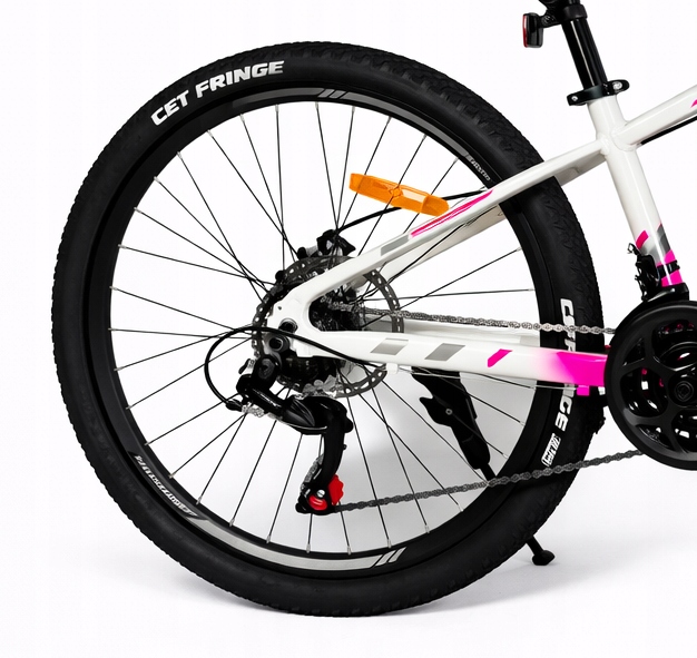 Rower Górski MTB 26 cali Rama 13 cali Hamulce Tarczowe Amortyzator Biało-Różowy (140-155 cm)