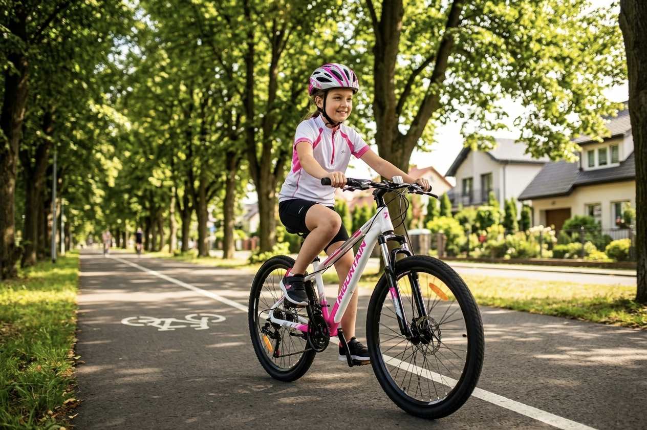 Rower Górski MTB 26 cali Rama 13 cali Hamulce Tarczowe Amortyzator Biało-Różowy (140-155 cm)